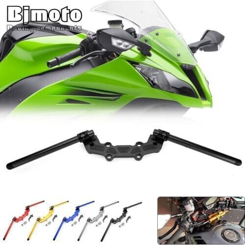 7/8' Motocross Handlebar 22mm Motorcycle Clip on Adjustable Handlebars Handle Bar With Adapter For Yamaha MT07 FZ07 2014-2018