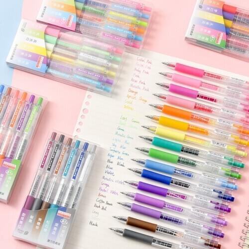 Yisuremia 6pcs/Pack Kawaii Colored Juice Ballpoint Pen DIY Drawing Graffiti Ball Pen Office School Stationery Writing Ballpen