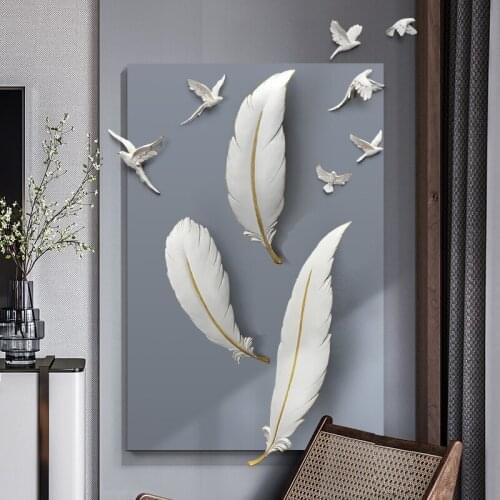 Modern Home decor Aesthetic room decor 3D Feathers Wall stickers Relief paint home decoration wall Room decoration accessories