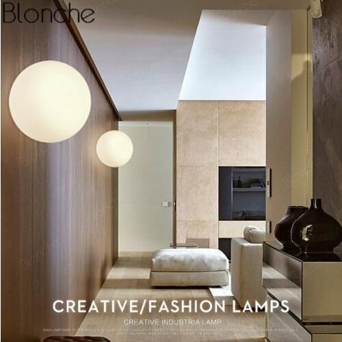 Modern Wall Lamp White Glass Ball Lamp Bedroom Kitchen Dining Living Room Wall Hanging Wall Lamp Home Decoration Industrial Lamp