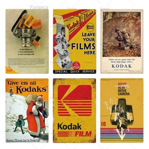 Retro Camera Tin Sign Plaque Vintage Metal Sign Wall Decor for Photo Studio Man Cave Decorative Billboard Iron Plates 20*30 cm