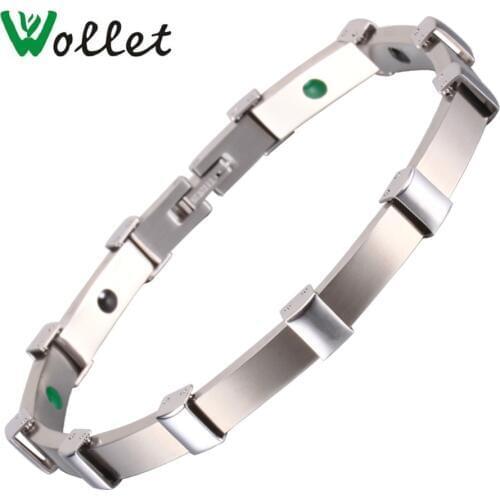 Wollet Jewelry Stainless Steel Magnetic Bracelet Bangle for Women 5 in 1 No Plating Health Care Healling Energy Silver Color