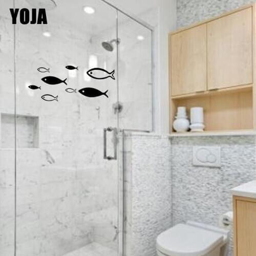 YOJA 12x29.3CM (One Group)Cute Fish Decoration Bathroom Glass Decal Home Decoration Wall Stickers G2-0220