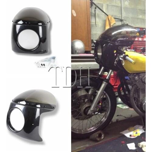 Motorcycle Smoke Cafe Racer Headlight Fairing Screen Windshield Cover Mask For Yamaha XS XJ Suzuki GS GT Honda CB GL Kawsaki EN