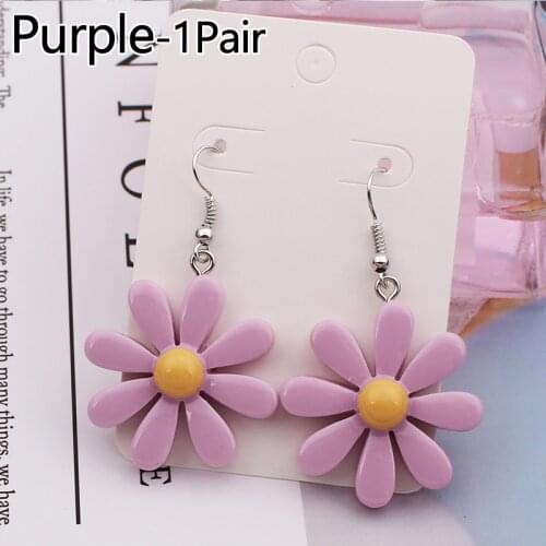 Women Cute Small Flowers Earring Daisy Flower Stud Candy Color Personality Earrings Female Jewelry Gifts Clothing Accessory