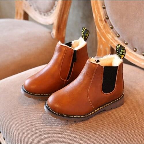 Winter Rain Boots Short Boots Big Boy Childrens Shoes Boys Short Boots England Leather shoes Girls Boot New botas