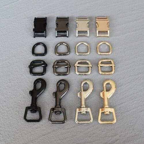100 Sets 15mm Metal Straps Slider D Ring Release Belt Buckle For Pet Dog Collar Paracord Sewing Accessory Strong Hardware 15-4s