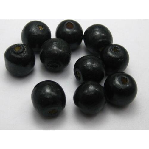 100 pcs Black 12mm(1/2") Round Wood Beads~Wooden Beads