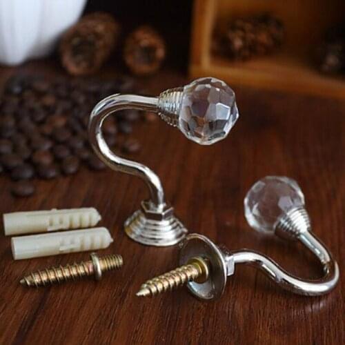 2PCS Large U Shaped Window Hanging Tassel Holdback Metal Curtain Holder Crystal Ball Vintage Hooks Wall Mounted Hanger