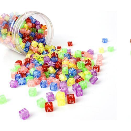 200pcs 7x6mm Square Acrylic Transparent Letter Beads For Jewelry Making Colorful Alphabet Bead DIY Bracelet Necklace Accessories