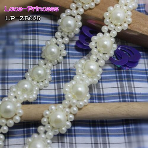 34CM* 1.8CM white bead clothing accessories collar flower DIY handmade beading Braid lace trim fabric ZB025
