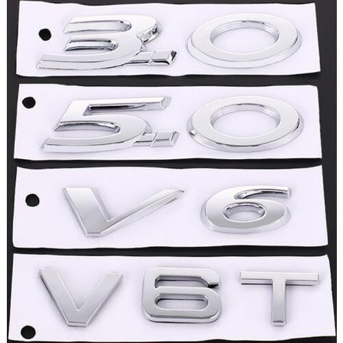 3D Car Sticker 3.0 5.0 V6 V8 V6T V8T Logo Stickers Rear Emblem Badge Decals Tail Trunk Sticker for AMG BMW Mazda Chevrolet Land Rover RVolvo Jeep Jaguar Audi S3 S4 S5 S6 S7 S8 A4L A5 A6L A8L A7 Q3 Q5 Q7