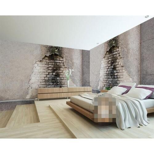 Beibehang 3D Wallpaper Cement Falling Brick Gray Stones Retro Fashion Wallpaper Mural papel pintado pared wall paper home decor