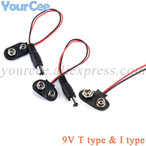 1pc Experimental 9V DC Battery Power Cable Plug Clip Barrel Jack Connector for Arduino DIY T type