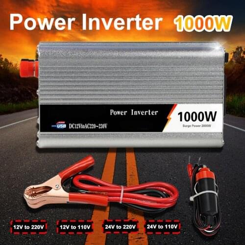 50% Hot Sales 1000W Solar DC 12V/24V to AC 110V/220V Modified Sine Wave Car Inverter Converter