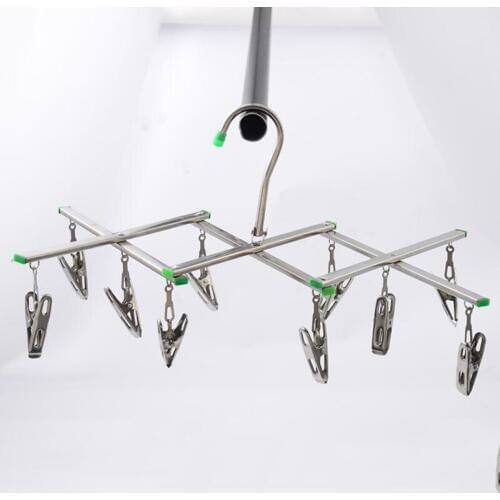 Stainless Steel Underwear Sock Dryer Laundry Rack Flat Head Foldable Clothes Hanger Airer Design Rust Resistant Strong Grip Clip