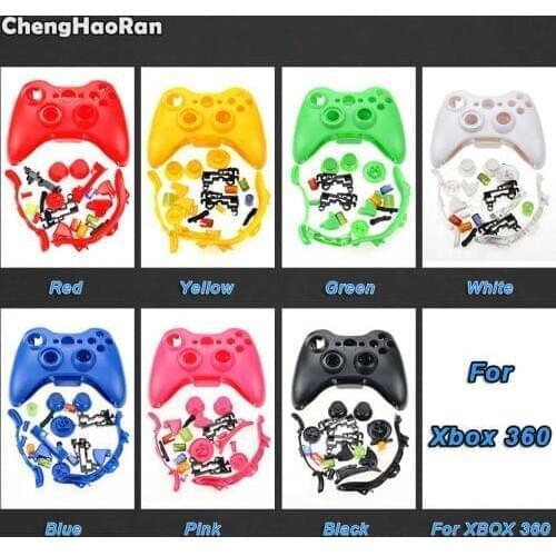 ChengHaoRan For XBox 360 Wireless Game Controller Hard Case Black/Clear Shell Cover Full Set With Buttons Analog Stick Bumpers
