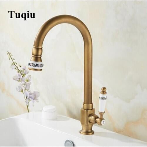 Vidric Bronze Bathroom Sink Faucet Single cold Crane Brass Basin Faucet Sink Faucet Single Handle water tap