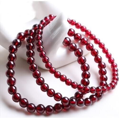6-10mm Natural High quality Wine Red Garnet stretch Bracelet-8"