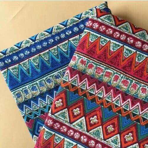 Folk-Custom Patterns Printed Cotton Linen Patchwork Fabric Canvas Wear-Resistant Material DIY Handmade Sewing Quilting Cloth