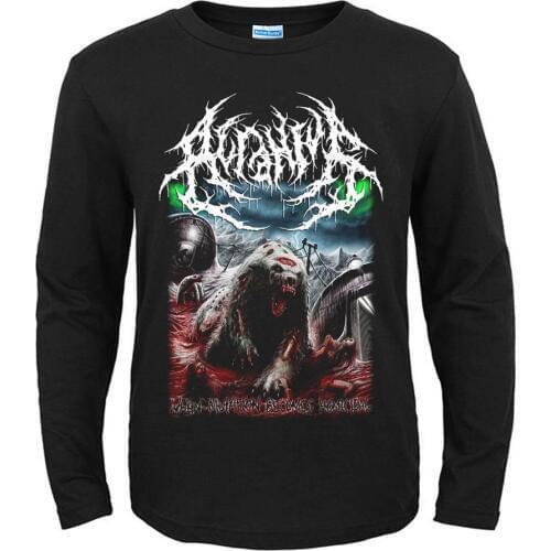 3 designs demon Acranius Rock Brand full long sleeves shirt fitness Punk Hardrock Heavy Dark Metal Cotton black tee