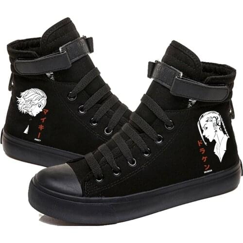 Anime Mikey Print Canvas Shoes Tokyo Revengers Draken High Top Canvas Sneakers Casual Shoes