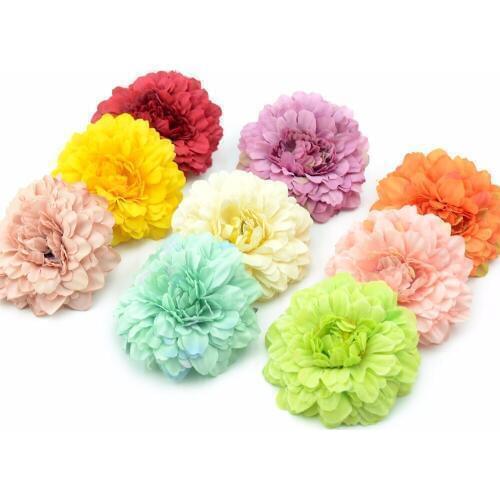 5PCS 7cm Chrysanthemum Artificial Silk Flower Head For Home Wedding Party Decoration DIY Wreath Craft Scrapbooking Fake Flowers