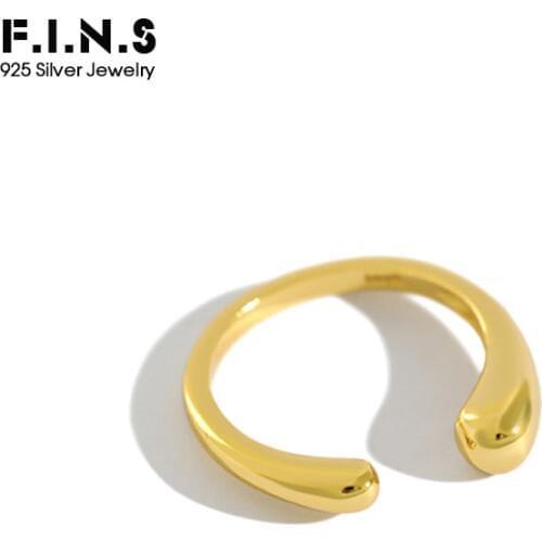 F.I.N.S Two-tone 925 Silver Rings for Women Trendy Simple New Design Waterdrop Open Sterling Silver Rings Fine Jewelry for Women