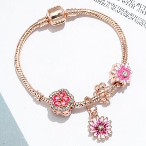 2020 Summer daisy charm Charms Bracelets For Women DIY Flowers Pendant Fine Bangles Female Bracelet Jewelry Gifts