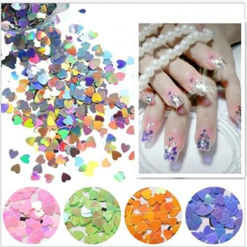 Love Heart Butterfly Sequins Mixed Color Sparkle Nail Glitter Flakes 3D Nails Art Decorations Accessories