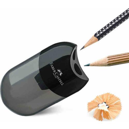 1PC Faber Castell Mini Sleeve Pencil Sharpener double hole with Container Blacklead multifunctional school supplies
