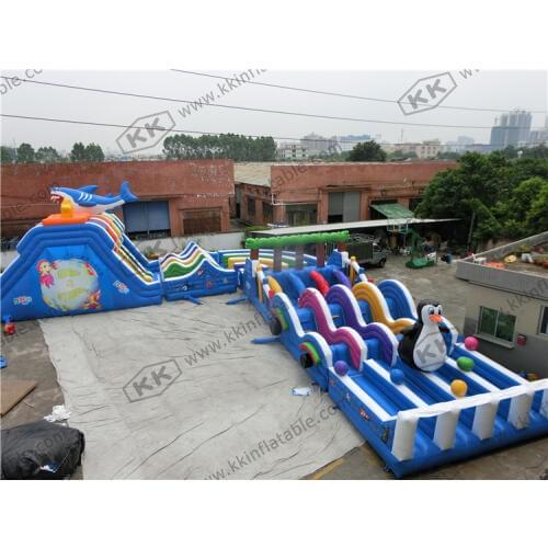Adult Inflatable Sharks obstacle course for seaworld adventure