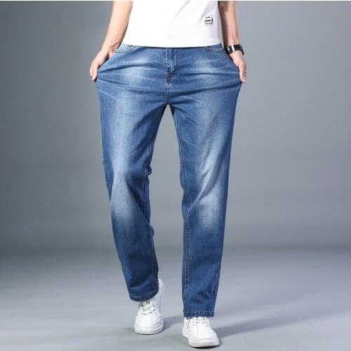 Fall New MenS Loose Straight-Leg Thin Jeans Spring And Summer Business Casual Plus Size Denim Trousers Male Classic Brand Pants