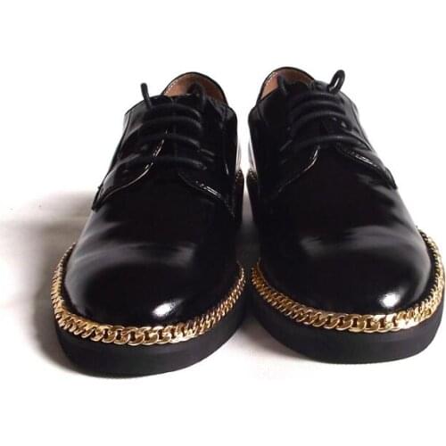 New arrival formal men shoes black chain round toe party wedding shoes for men classics lace up genuine leather dress shoes