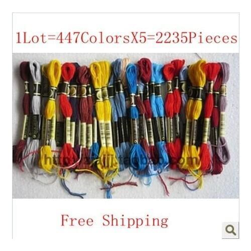 Wholesale Cross Stitch Thread 1Lot=447ColorsX5=2235Pieces Similar DMC Cotton Thread Free Shipping