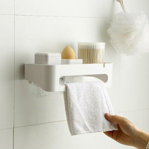Bathroom White Shelf Wall Mounted Good Load Capacity ABS Storage Towel Shelf Organizer for Home