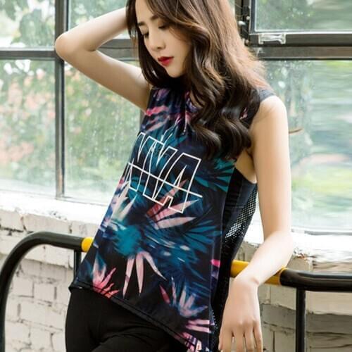 Novel ideas Printed Women Shirt Yoga Top Quick-Dry Running Shirt Tops Breathable Sports Jerseys Gym Tank Top Sport Clothing