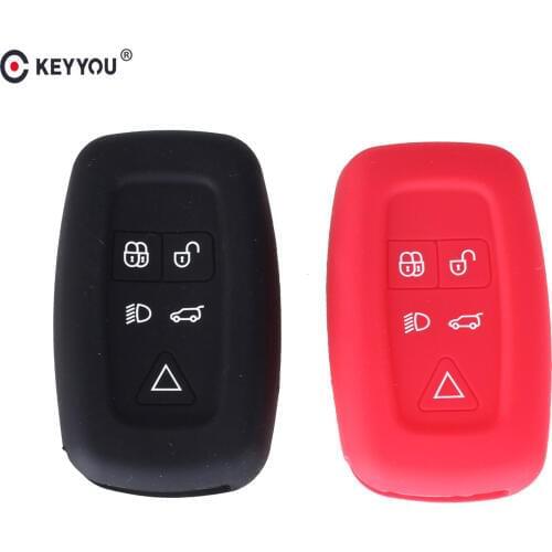 KEYYOU Silicone Cover Smart Remote Key Case 5 Button for Land Rover Discovery 4 For Range Rover