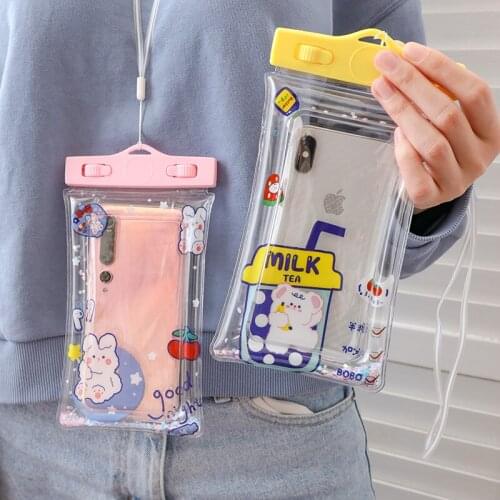 Cute Mobile Phone Waterproof Bag Touch Screen Seaside Swimming Water Park Rafting Camera Large Capacity Airbag Diving Cover