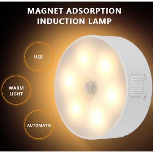 Motion Sensor LED Night Light USB Rechargeable Bedroom Wall Lamp Stairs Energysaving Intelligent Body Induction Night Light