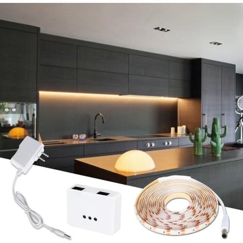 LED Lights Hand Sweep Motion Sensor Smart Switch Lamp Kitchen Bedroom Strip Light Dimmable DC 12V Kitchen Cupboard Lighting
