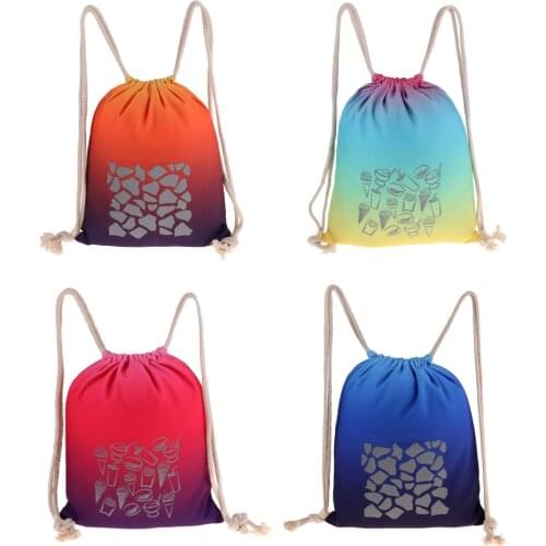 Reflective Drawstring Backpack Bag for Gym Sport Swimming Cycling Travel - Various Colors
