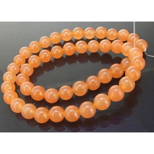 Unique Pearls jewellery Store,Charming Round 8mm Orange Jade Gemstone Loose Beads One Full Strand LC3-0167