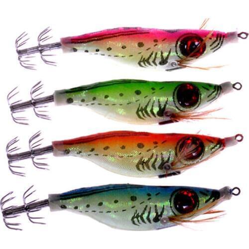 1 PC Fishing Lure Saltwater 3D Shrimp Fishing Lure Luminous Prawn Flick Bait Squid Jig Hook Tackle Length 10cm