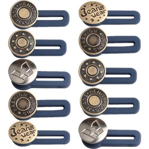 10 Pcs Retractable Jeans Waist Button Metal Extended Buckles Pant Waistband Expander Jeans Retractable Buttons (Random Color)