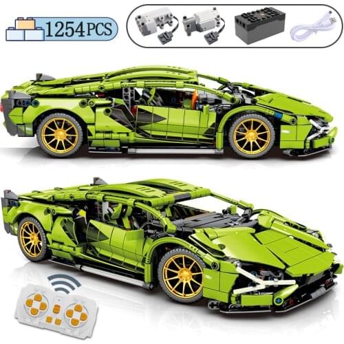 1254Pcs RC/non-RC Racing Sports Car MOC Model Building Blocks City Remote Control Technical Vehicle Bricks Toy For Children Gift
