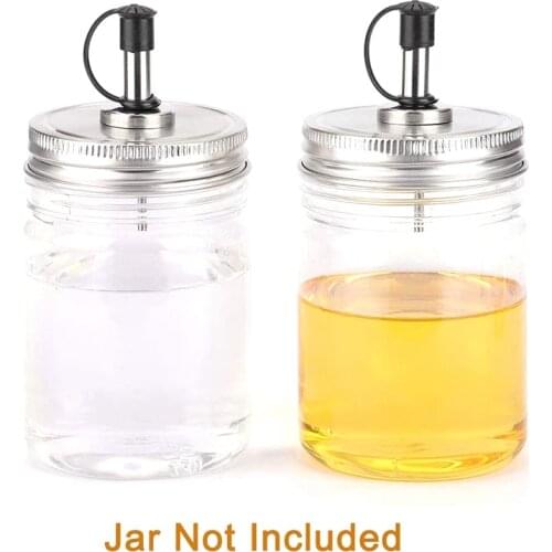 2 Pcs Regular Mouth Mason Jar Pour Spout Lids with Caps for Olive Oil Cocktail Dispenser and Salad Dressing Shaker