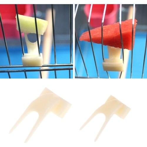 2Pcs Birds Parrots Fruit Fork Pet Supplies Plastic Food Holder Feeding On Cage Pet Supplies