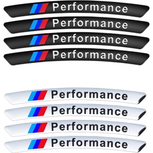 4pcs Car Decal Sticker Wheels Rims Racing Car Sticker Performance For BMW e46 e90 e60 e39 f10 f30 e36 f20 X1 X3 X5 etc