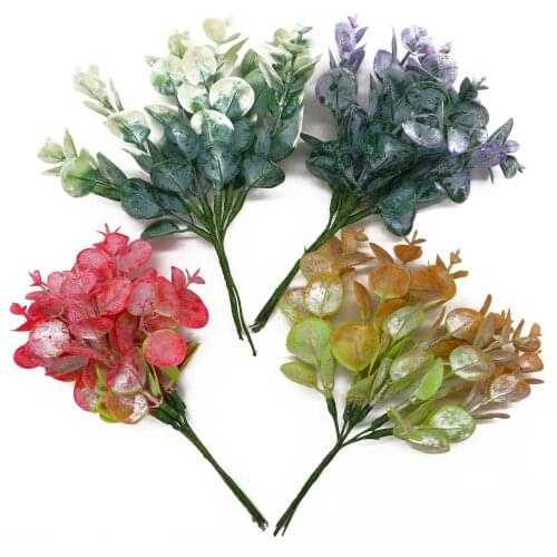 6 Pcs Eucalyptus Bouquet Tree Branches Silk Artificial Leaves Home Decoration DIY Flower Arrangment Plant Faux Foliage Wreath